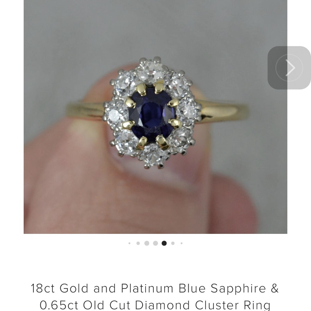 ‼️SALE‼️Authentic Antique Sapphire & Diamond Ring, Platinum & 18K Gold - Picture 6 of 13
